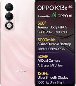 OPPO K13x 5G 6000mAh and 45W SUPERVOOC Charger & AI (Sunset Peach, 128 GB)  (4 GB RAM)